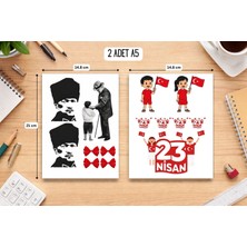 Kosinüs 23 Nisan 5 Li Etiket Seti-Okul Süsleme-Etkinlik