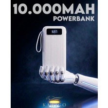 10.000 Mah 22.5W Hızlı Şarj Destekli Powerbank Dijital Göstergeli Powerbank 4 Kablolu Powerbank