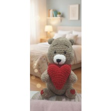 Vintage Takı Amigurumi Organik Ayı  / Kalpli Ayı Sevgiliye Hediye
