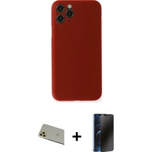 İlk El Grup Ieg™ iPhone 11 Pro Max Kılıf Yadigar Yansıma Serisi - Siyah 3D Antistatik Hayalet Cam Ekran Koruyucu + Gold Rainbow Kamera Lens Koruma Cam