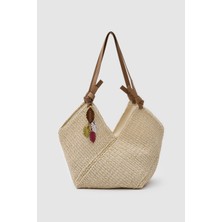 Oggo Hasır Deri Saplı Omuz Çantası