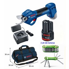 Bosch Pro Pruner Şarjlı Dal Budama Makası 1×2 Ah Batarya + M Beden Çanta + 8 Li Allen Seti