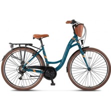 Ümit Bisiklet Ümit Valencia - 26'' Jant 43CM (S) Lady Kadro Çantalı Şehir Bisikleti - Petrol Mavi