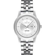 Nacar Safir Cam Klasik Gümüş Erkek Kol Saati NC31-294740-ASM