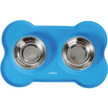M-Pets duet Silikon Mat Kedi ve Köpek Mama ve Su Kabı 400ML (Mavi)
