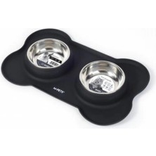 M-Pets duet Silikon Mat Kedi ve Köpek Mama ve Su Kabı 400ML (Siyah)
