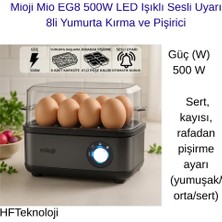 Mioji 500W LED Işıklı Sesli Uyarı 8li Yumurta Kırma ve Pişirici + Hassas Mutfak Tartısı Hediye