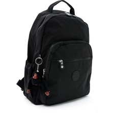 Özer 3022-SANMORRIS Unisex Suya Dayanıklı Krinkıl Kumaş Çok Gözlü Orta Boy  Sırt Çantası siyah