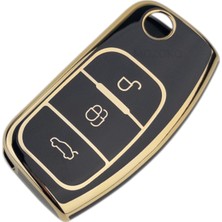 MOZOKO Ford Focus Fiesta Kuga Mondeo Uyumlu Koruma Kumanda Anahtar Kılıfı Sert Kapak Siyah Gold