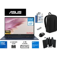 Asus vivobook 15 X1504VA Intel Core 5 120U 12GB 1tb SSD W11 Home 15.6" Duddi Çanta+Mouse+Mousepad+Usbbellek+Temizlikkit