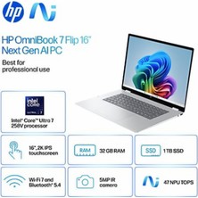 Hp Omnibook x Flip 16" 2-In-1 Aı Laptop Intel Core Ultra 7 258V - Copilot+ Pc - 3k OLED Touchscreen 32GB Memory - 1tb SSD Windows 11 Pro Bluetooth Version