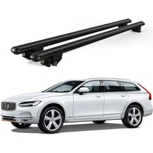 Belirtilmemiş Kanca Volvo V90 Cross Country (2017 ve Sonrası) Uyumlu Siyah Kilitli Ara Atkı 120CM Port Bagaj Tavan Barı