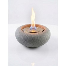 Taş Devri Şömine Ve Doğal Taş Masaüstü Bioetanol Şömine Cup S Model Gri Renk Yuvarlak 22,5 x 22,5 x 14 cm Taş Devri Şömine