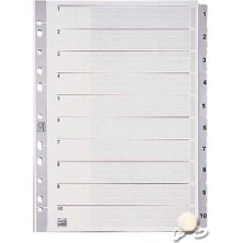  esselte seperatör plastik 1-10 rakamlı gri 100105