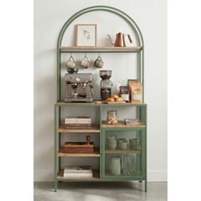 Dekopratik Capella Kahve Köşesi Standı & Çok Amaçlı Mutfak Dolabı - Tel Kapaklı Mint Yeşili (80X180CM)