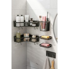 Ata Home Banyor 6'lı Yapışkanlı Banyo Köşelik Seti Banyo Rafı, Banyo Düzenleyici Köşelik, Banyo Köşe Duş Rafı Şampuanlık