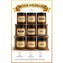 Alubrella Mutfak Saklama Seti - 9 Amber Kavanoz ve Gıda Etiketleri, 500 ml