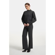 Shemall Luxury Kadın Triko Dik Yaka Kazak - Pantalon Ikili Takım