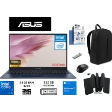 Asus vivobook 15 X1504VA Intel Core 5 120U 24GB 512GB SSD W11 Home 15.6" Duddi Çanta+Mouse+Mousepad+Usbbellek+Temizlikkit