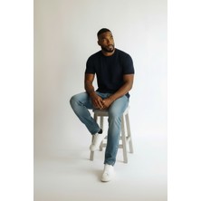 STG Erkek Slim Fit Fitilli Triko Tişört Kısa Kollu Bisiklet Yaka Modern Basic T-Shirt