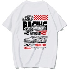 Brz Collection Unisex Oversize Speed Is Faith T-Shirt (Beyaz)