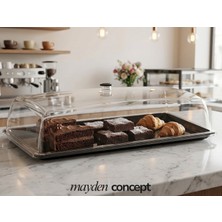 Mayden Concept Şeffaf Kapaklı Büyük Boy Sunum Fanusu (32,5 x 52,7 Cm) - Kafe, Pastane & Restoran Tezgah Üstü Servis & Sergileme Kabı