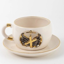 BSK Ceramics Handmade Harfli Siyah Melek Çay Fincanı X Harfi