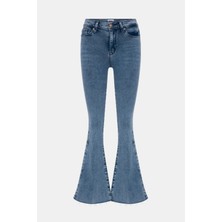Denim Trip Brıdgette Skinny Flare Fit Açık Indigo Çıtçıt Paça Kadın Jean Pantolon
