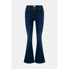 Denim Trip Brıdgette Skinny Flare Fit Koyu Indigo Çıtçıt Paça Kadın Jean Pantolon