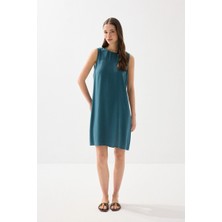 Gusto Keten Jile Elbise - Yeşil