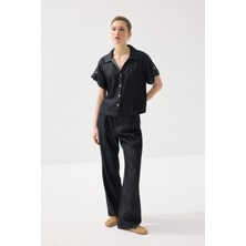 Gusto Tencel Denim Kemerli Pantolon - Lacivert