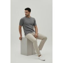 STG Erkek Slim Fit Fitilli Triko Tişört Kısa Kollu Bisiklet Yaka Modern Basic T-Shirt