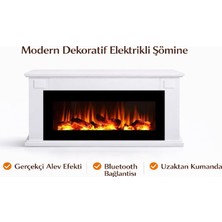 Tektes 163CM Isıtmaz Tek Renkli Beyaz Kasalı Bluetoothlu Şömine
