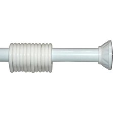 Mandaş Banyo Perde Borusu Yaylı 2m, Düz Banyo Borusu, Yaylı Ayarlanabilir-Beyaz