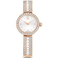 Swarovski Matrix Pearl Bangle Halka Bileklik Saat, Kristal Bileklik, Pembe Altın Rengi Yüzey