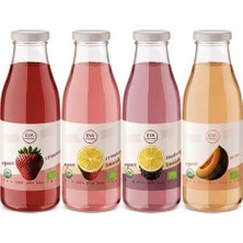 4 Lü Set Eya Organik Böğürtlenli Limonata 250 ml + Eya Organik Çilekli Limonata 250 ml + Eya Organik Çilek Suyu 250 ml + Eya Organik Kavun Suyu 250 ml