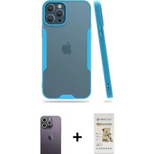 İlk El Grup Ieg™ iPhone 12 Pro Max Kılıf Atlas Asil Serisi - Siyah Mat Seramik Nano Ekran Koruyucu + Beyaz Neon Fosforlu Kamera Lens