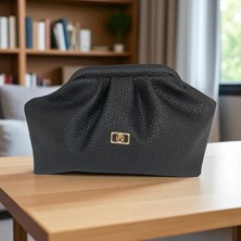 BSR Luisant Hasır Görünümlü Kadın Şık Clutch El Çantası ve Çapraz Askılı