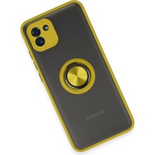 DS LLC Ieg™  Samsung Galaxy A03 Kılıf Montreal Yüzüklü Silikon Kapak - Sarı