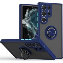 DS LLC Ieg™  Samsung Galaxy S25 Ultra Kılıf Montreal Yüzüklü Silikon Kapak - Lacivert