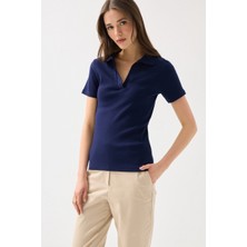 Gusto Polo Yaka Kaşkorse Tshirt - Lacivert