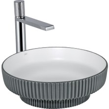 Eva Banyo Lena Tezgah Üstü Lavabo Mat Gri & Beyaz