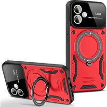 CT Stones Galaxy A06 Kılıf Joy Lens Standlı Kapak - Kırmızı
