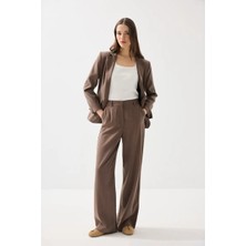 Gusto Tensel Keten Bol Paça Pantolon - Kahverengi