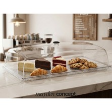 Mayden Concept Şeffaf Kapaklı Büyük Boy Sunum Fanusu (32,5 x 52,7 Cm) - Kafe, Pastane & Restoran Tezgah Üstü Servis & Sergileme Kabı