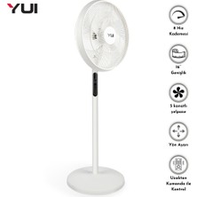 Yui F60 Siyah 16 Inç 50W 8 Kademe 5 Pervane Döner Başlıklı Uzaktan Kumandalı Vantilatör