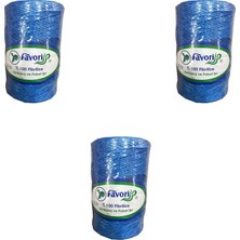 Favori Ip 5000 Denye -0.8 Mm- Ambalaj ve Paket Ipi Naylon Burgulu Örgü Çamaşır Ipi - Mavi - 3 Adet