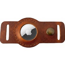 Bakani Leather Deri Airtag Köpek Tasması Aparatı, Tasmaya Takılabilen Apple Airtag Kılıfı, El Yapımı Hakiki Deri