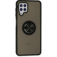 DS LLC Ieg™  Samsung Galaxy A22 Kılıf Montreal Yüzüklü Silikon Kapak - Siyah