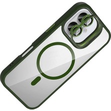 DS LLC Ieg™  Apple Iphone 16 Plus Remim Lensli Magsafe Standlı Kapak - Koyu Yeşil